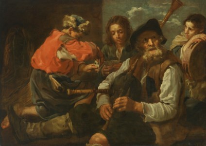 Four peasants in a landscape: an allegory of hearing and sight