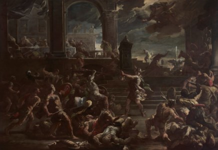 Perseus turning Phineas and his followers to stone