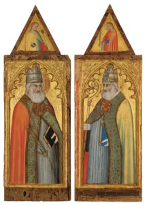 Two panels from a polyptych: Saint Peter, with Saint Ursula above; and Saint Gregory, with Saint Lucy above