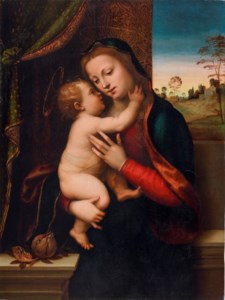 The Madonna and Child before a window with a landscape beyond
