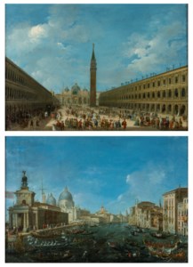 Venice, Piazza San Marco on the last day of Carnival; and A regatta at the Punta della Dogana