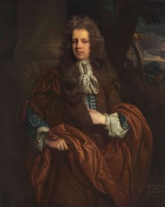 Portrait of Sir William Monson, 4th Bt. (c. 1653-1727), three-quarter-length, before a column, a landscape beyond