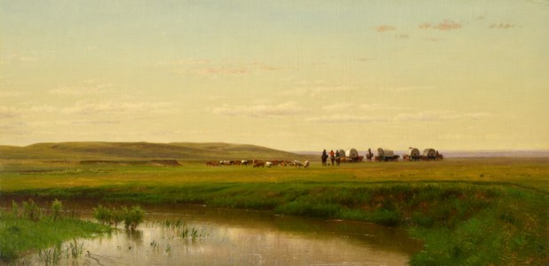 A Wagon Train on the Plains, Platte River, Colorado