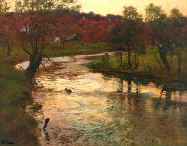 Sunset over L'Elle river, near Quimperlé, France
