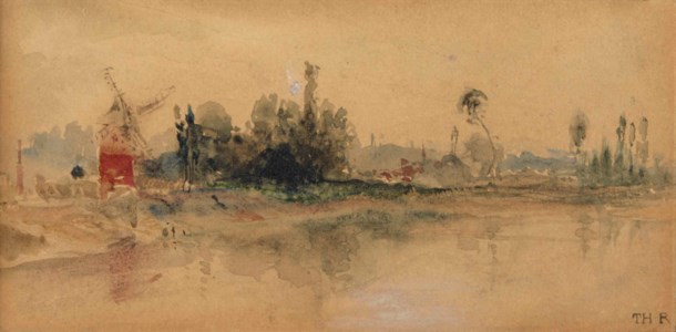 Moulin au bord d'un rivage