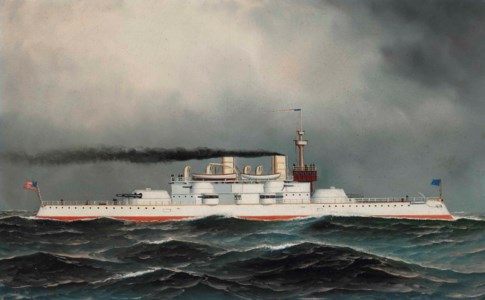 The U.S.S. Massachusetts under full steam