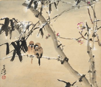 Winter Plums and Sparrows