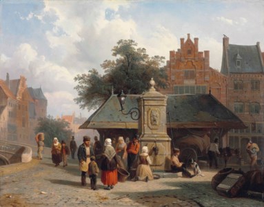 By the well in a Dutch town square
