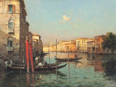 Gondoliers on the Grand Canal, Venice