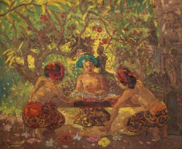 Three Women Working on a Loom