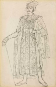 Costume design for 'The Tale of Tsar Saltan': A merchant