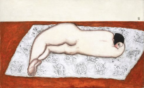 Sanyu, Femme nue sur un tapis (Nude on Tapestry)