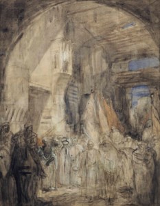 A procession (recto); a bazaar (verso)