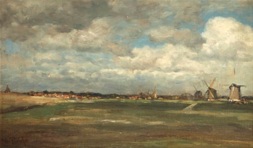 A polder landscape with mills near Rotterdam