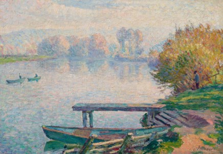 L'étang de Saint-Pierre, pêcheur et barques