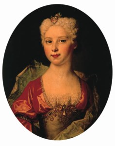 Portrait of Marie-Elisabeth Pommyer (born c.1712), half-length, in a red and grey dress and wrap