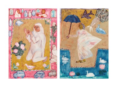 Untitled (Kneeling Lady); Untitled (Lady with Umbrella)