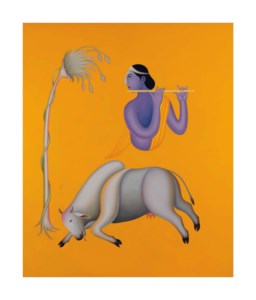 Manjit Bawa, Untitled (Krishna and Cow)