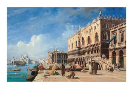 The Riva degli Schiavoni with the Doge's Palace, the Piazzetta and Santa Maria della Salute, Venice