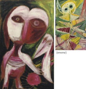 Man with red bird (recto); Mask (verso)