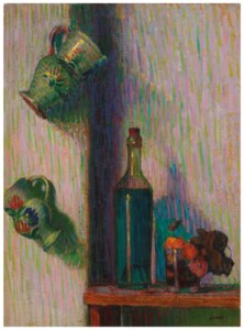 Flowers, bottle and two jugs