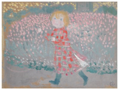 Enfant au tablier rouge