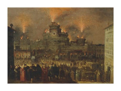 A fireworks display at the Castel Sant' Angelo, Rome