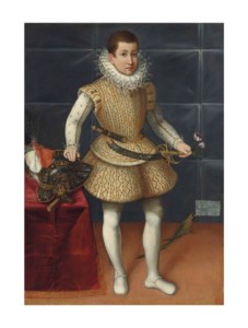 Portrait of a young nobleman of the Colonna family, possibly Giulio Cesare Colonna, Principe di Carbognano (1602-1681), full-length, in an embroidered jerkin and matching padded hose