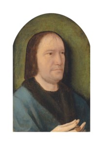 Portrait of a gentleman, half-length, in a blue fur-lined coat, a rosary with a pomander in his right hand