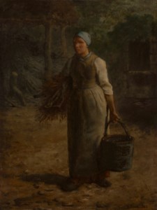 Woman Carrying Firewood and a Pail
