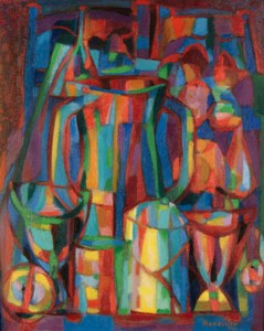 Cruche à lait et fruits