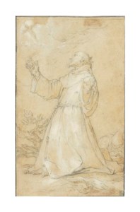 Saint Francis of Assisi receiving the Stigmata, a Franciscan brother to his right