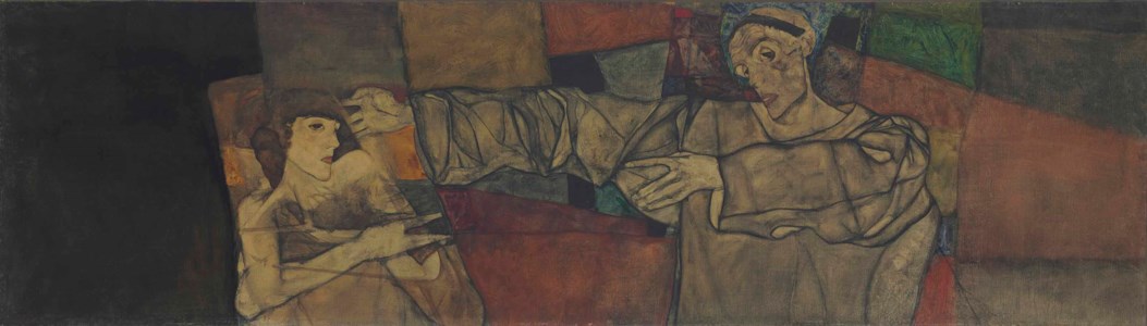 Egon Schiele, Selbstbildnis mit Modell (Fragment)