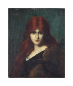 Portrait of a beauty with long red hair