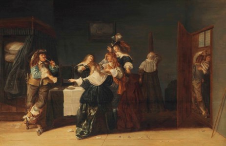 A musical party in an interior