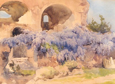 Wisteria climbing the Roman Forum