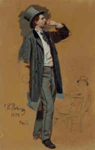 Study for 'A Parisian Café': Gentleman standing and Jean-Léon Gérôme (1824-1904)