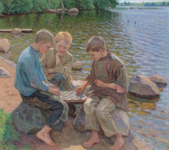 On the bank of the lake