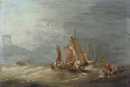 Fishermen pulling in their lobster pots