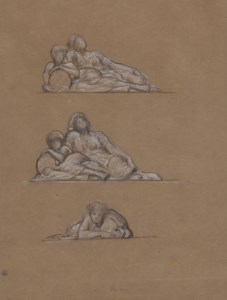 Three figure studies for 'The Dance'