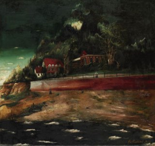 Dangast vom Meere aus ( recto ) Zwei Männer und eine Frau in einer Loge ( verso )