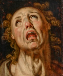 Study of the head of a screaming man