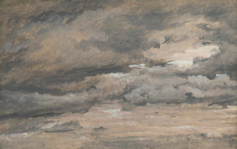 Luftstudie. Rødlig aftenhimmel med tunge sortgra skyer (Air study. Reddish evening sky with heavy Black-Grey Clouds)