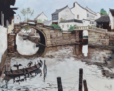 Pang Jiun, SCENERY OF ZHOUZHUANG DOUBLE BRIDGE