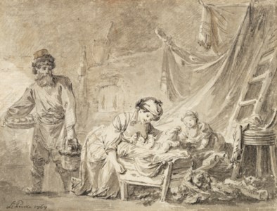 A Russian peasant family in an interior