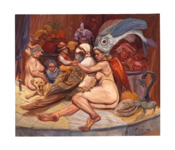 Couple entourant faisan (Pequeño teatro)