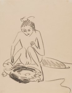 Fränzi mit Badetub (Hockende Fränzi)
