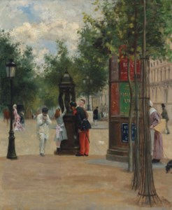 Figures by a Wallace fountain, Paris