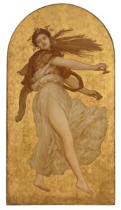 A Dancing Girl with Cymbals in a White Robe