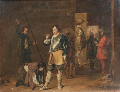 A guardroom interior with the call to arms
